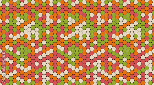 Abstract polka dot pattern with geometric circles, perfect for seamless textile prints, wallpaper, or modern poster backgrounds. A trendy and creative vector design.