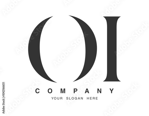 OI logo design. Initial letter o and i serif font style. Creative classic company name typography. Trendy logotype or identity.