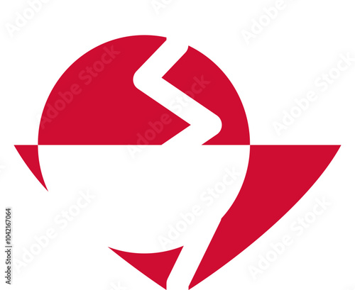 Broken Heart Icon of Greenland Flag