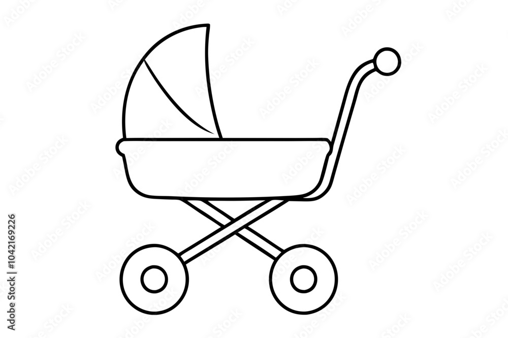 Baby Modern Stroller Illustration on White Background for Parenting Designs Baby Modern Stroller Illustration on White Background for Parenting Designs