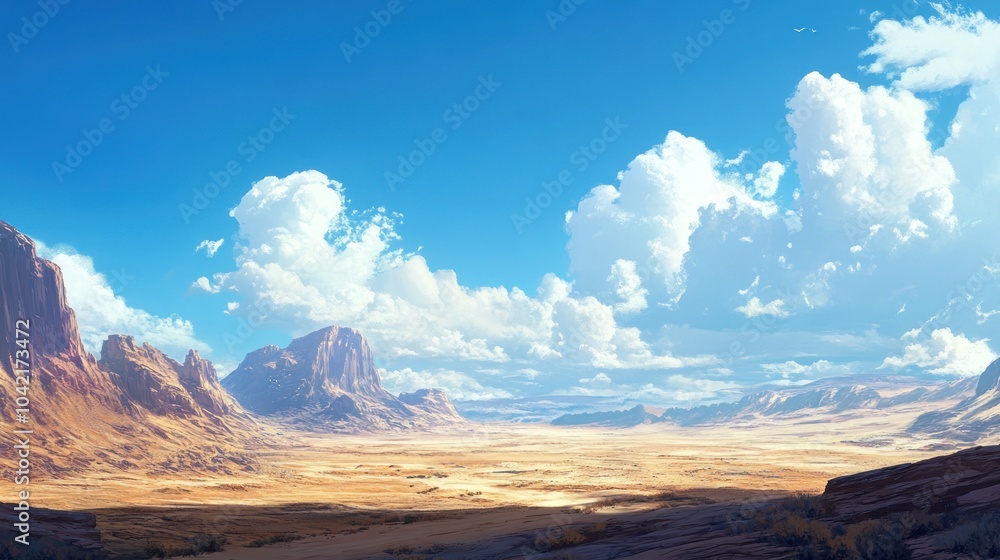Fototapeta premium Desert Landscape with Majestic Mountains