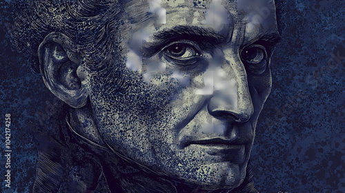 John jay, an statesman, in a pointillist style. Pointillist Portrait. Illustration photo