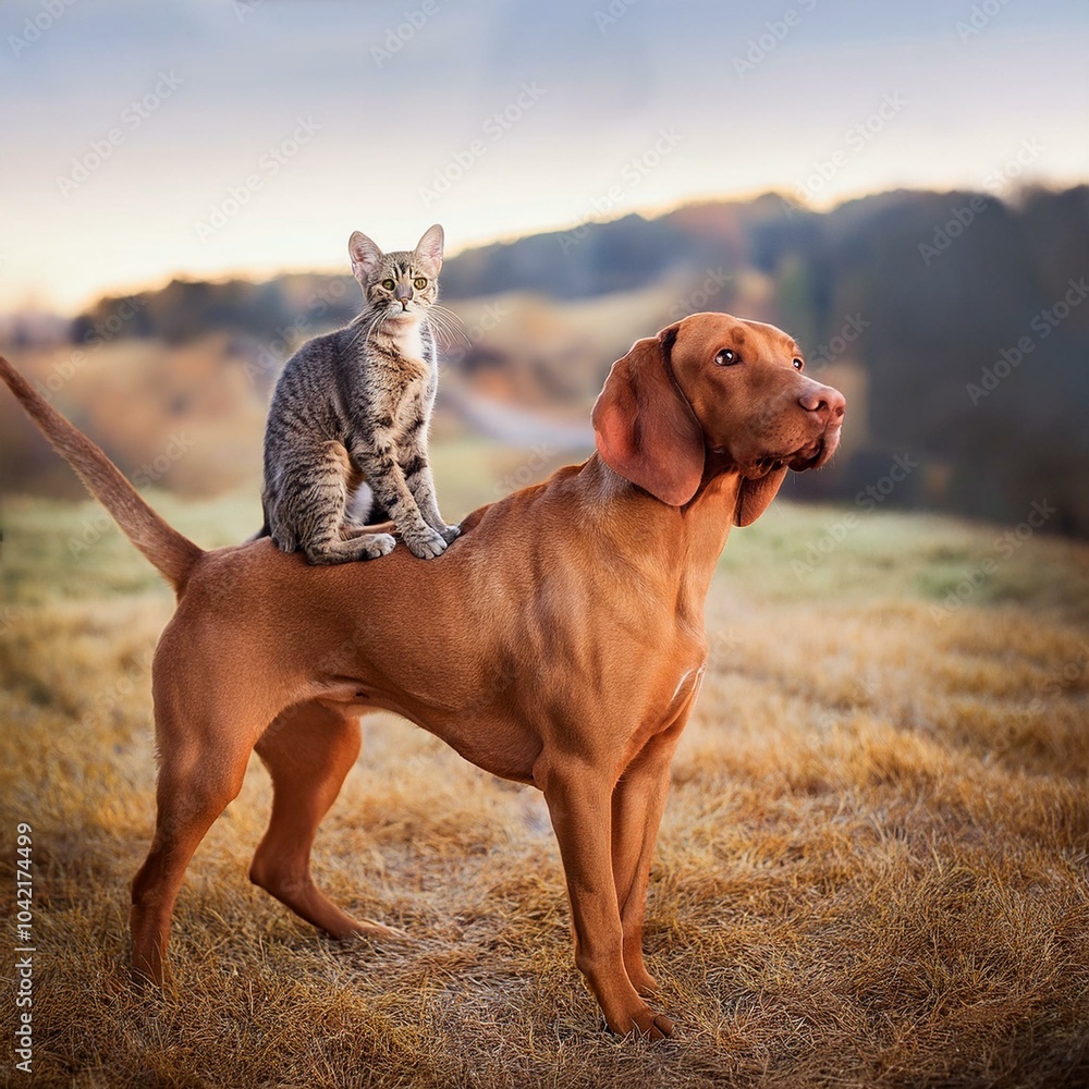 un gatito y un perro juntos, estampa amorosa un gatito y un perro juntos, estampa amorosa