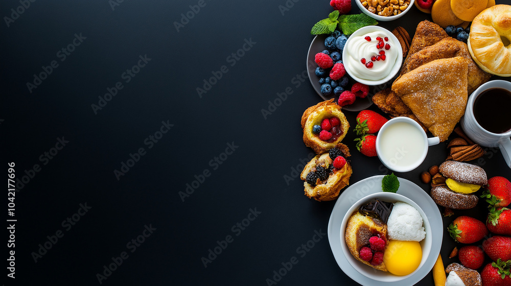 Free space webpage background of snack cookies and decorations for menu and presentation Free space webpage background of snack cookies and decorations for menu and presentation