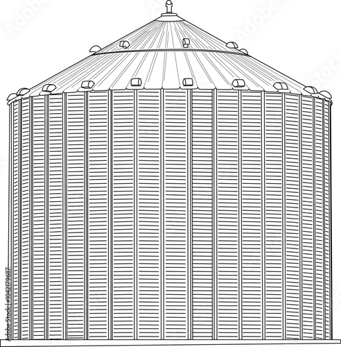 Grain Bin Vector File,Feed Bin Vector,Farming Vector,Feed Storage Vector