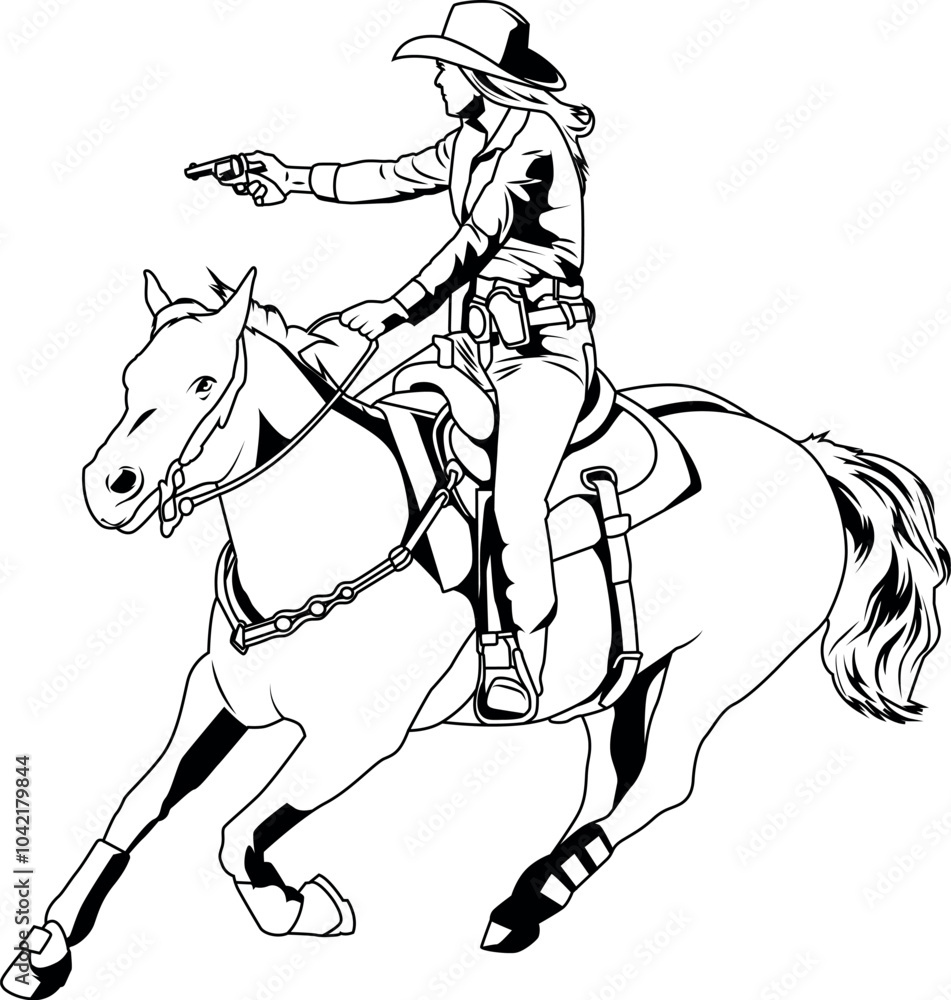 Mounted Shooting Vector file, rodeo cowboy western Vector cut file, 