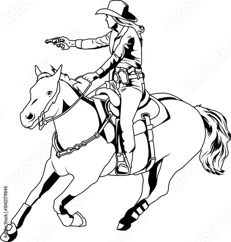 Mounted Shooting Vector file, rodeo cowboy western Vector cut file, 