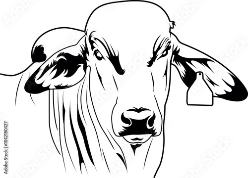 Brahman Bull Face Vector File, Farm Vector 
