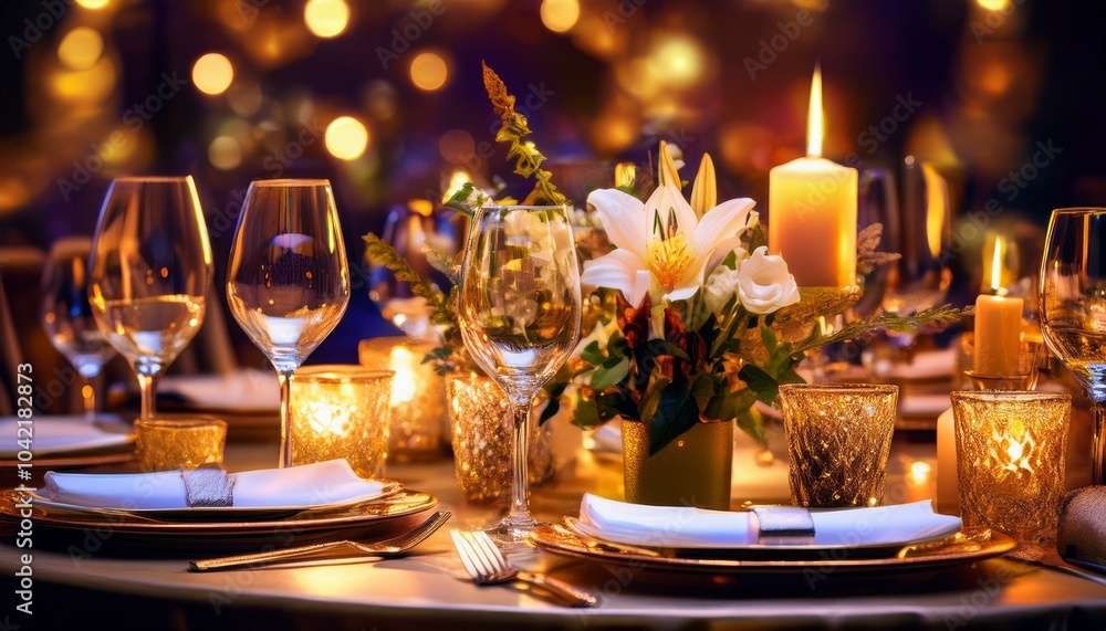 분위기 좋은 고급레스토랑의 테이블 셋팅