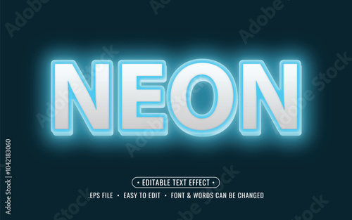 Blue neon editable text effect with dark background