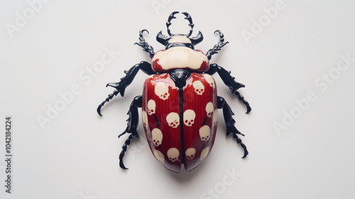 Red beetle with skulls on its sheath photo