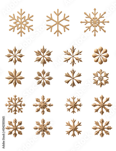 Various snowflake designs on a transparent background for creative use. transparent background