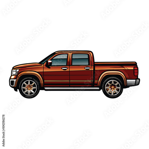 A vector illustration of a modern luxury pickup truck in brown.