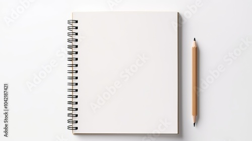 Blank spiral notebook and pencil on a clean white background ready for new ideas