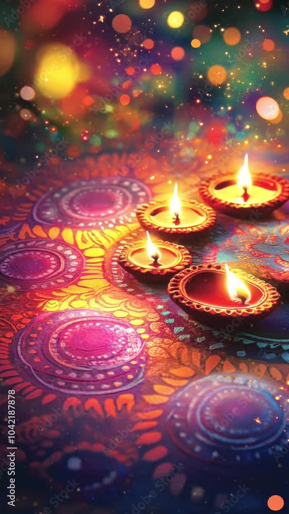 Delicate candles glow warmly on an intricately designed surface, creating a festive atmosphere Delicate candles glow warmly on an intricately designed surface, creating a festive atmosphere