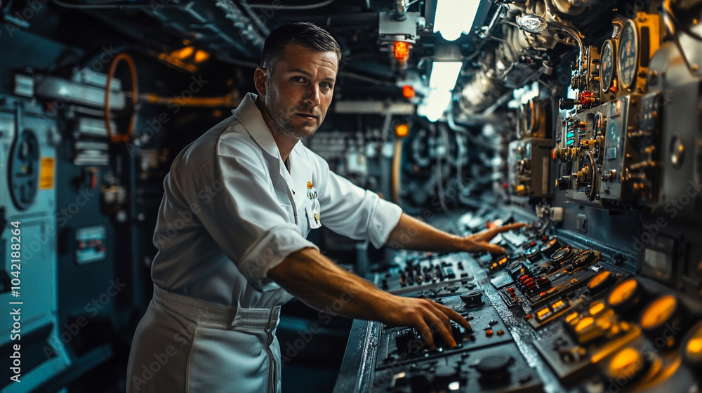 Portrait of a military sailor on a ship. Portrait of a military sailor on a ship.