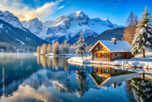 lake in the mountains winter