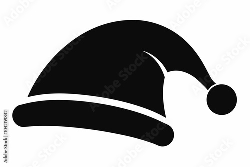 Santa hat silhouette vector illustration, Christmas santa cap