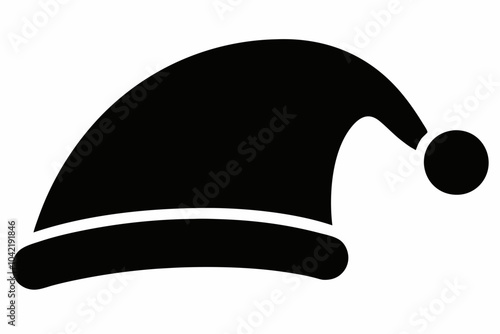Santa hat silhouette vector illustration, Christmas santa cap