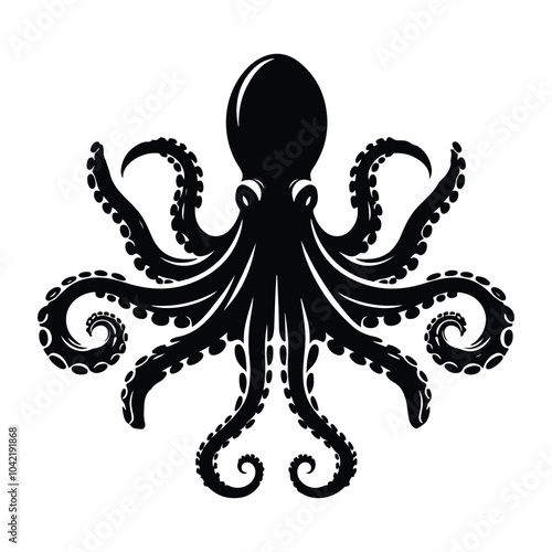 silhouette of a Octopus on vector white background
