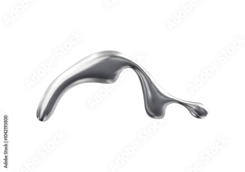Vector illustration of abstract shape in chrome liquid Y2K style.