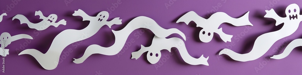 paper ghost on purple background. paper ghost on purple background.