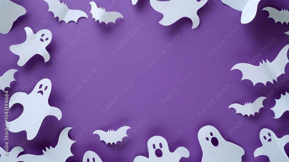 paper ghost on purple background. paper ghost on purple background.