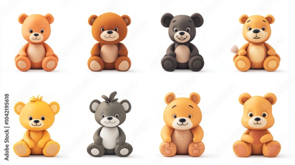 Cartoon Teddy Bear Icon Collection, a set of whimsical 3D teddy bear designs in vibrant colors, minimal style, perfect for digital projects, illustrations, and playful themes. Cartoon Teddy Bear Icon Collection, a set of whimsical 3D teddy bear designs in vibrant colors, minimal style, perfect for digital projects, illustrations, and playful themes.