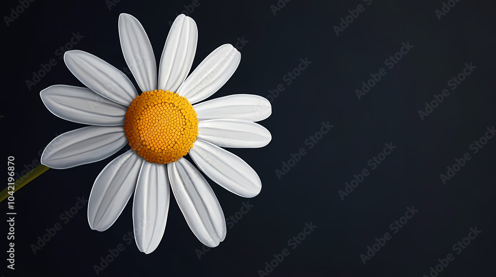 Fototapeta premium Vibrant yellow and white daisy cartoon illustration on dark background - detailed vector art design. Digital Vector Art. Illustration