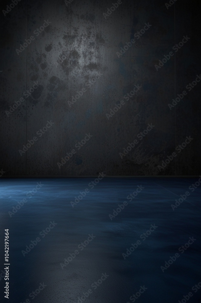 In a studio room with a striking dark blue concrete floor, wisps of smoke elegantly float upward, enhancing the interior's texture and creating a captivating atmosphere perfect for showcasing products In a studio room with a striking dark blue concrete floor, wisps of smoke elegantly float upward, enhancing the interior's texture and creating a captivating atmosphere perfect for showcasing products