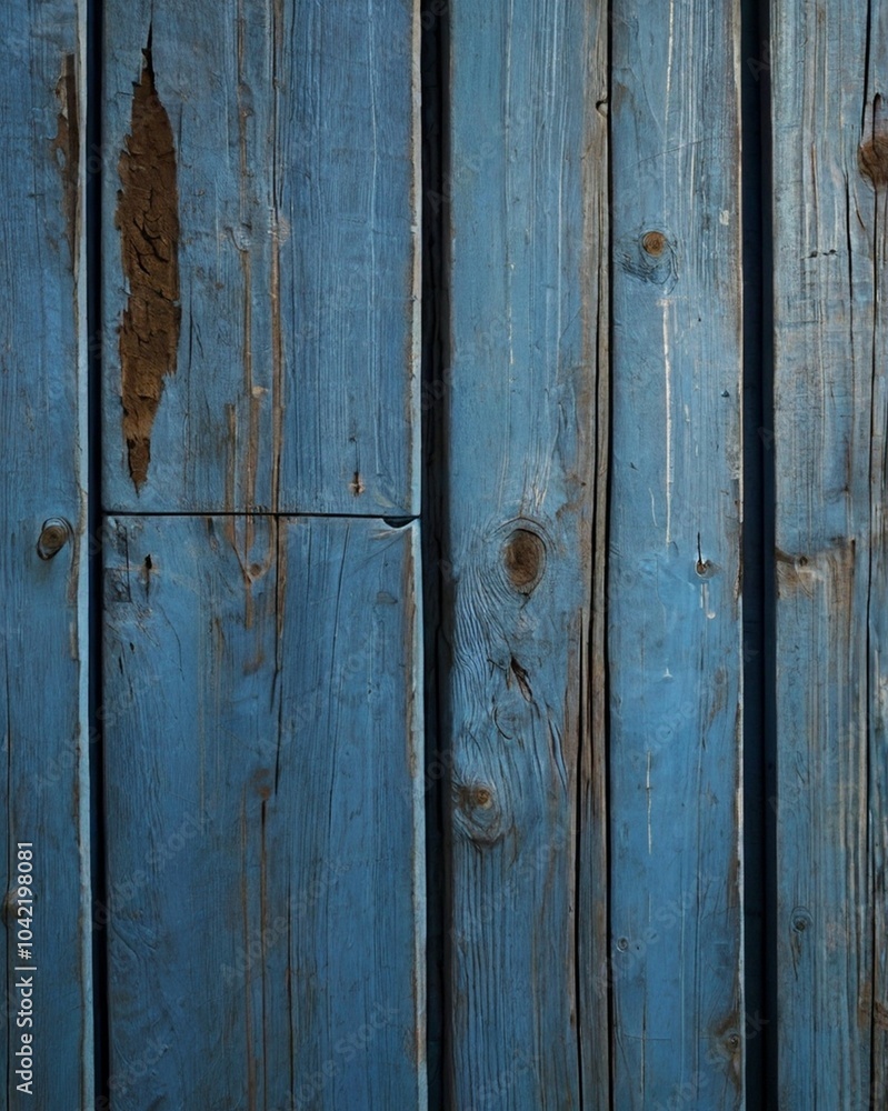 blue wooden wall is adorned with noticeable scratches, showcasing its weathered texture. The vertical planks have a wide, faded appearance, lending a charming rustic quality to the overall scene blue wooden wall is adorned with noticeable scratches, showcasing its weathered texture. The vertical planks have a wide, faded appearance, lending a charming rustic quality to the overall scene