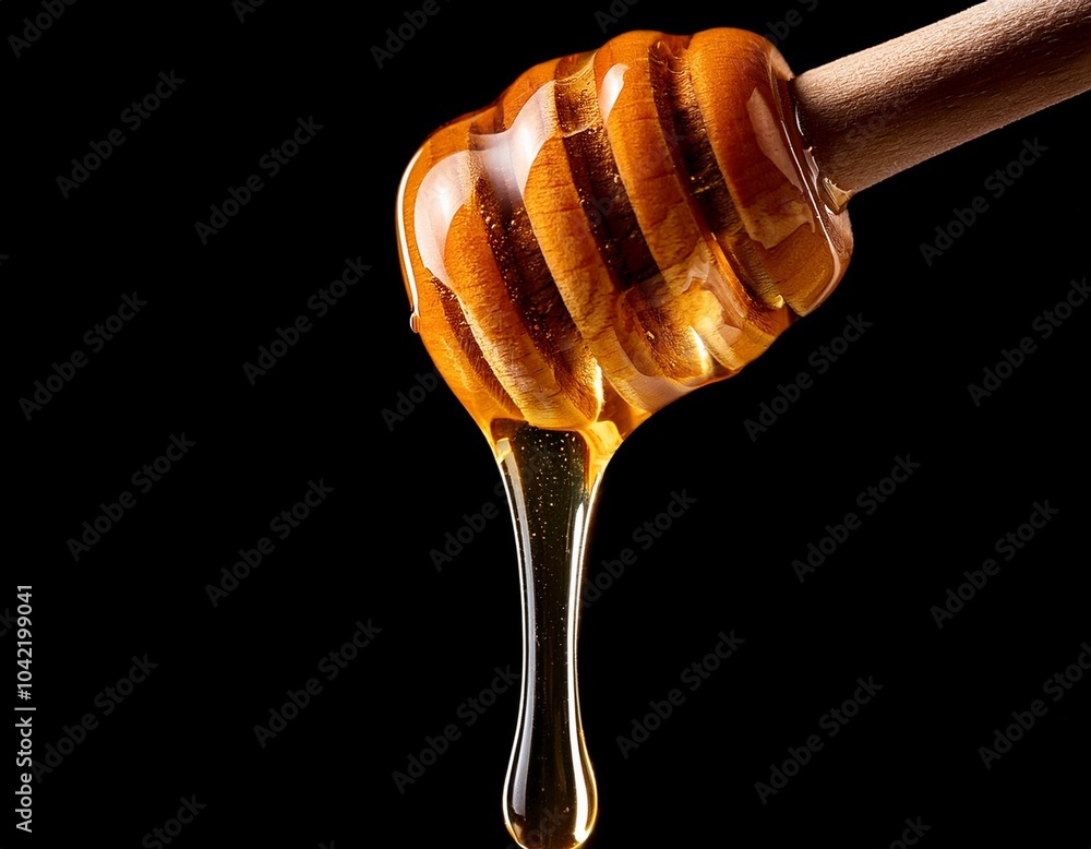 honey dripping from honey dipper stick isolated on black honey dripping from honey dipper stick isolated on black
