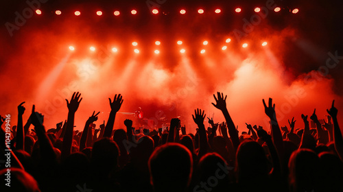 night club EDM party DJ mixing electronic music with turn table background, silhouettes of people dancing and raising their hands