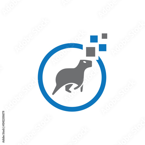 Capybara logo design vector template, Capybaras logo design, perfect for a modern company. The capybara is an animal known for staying in water