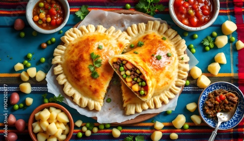 Salteña Stuffed with Beef and Vegetables (Bolivian Cuisine) photo