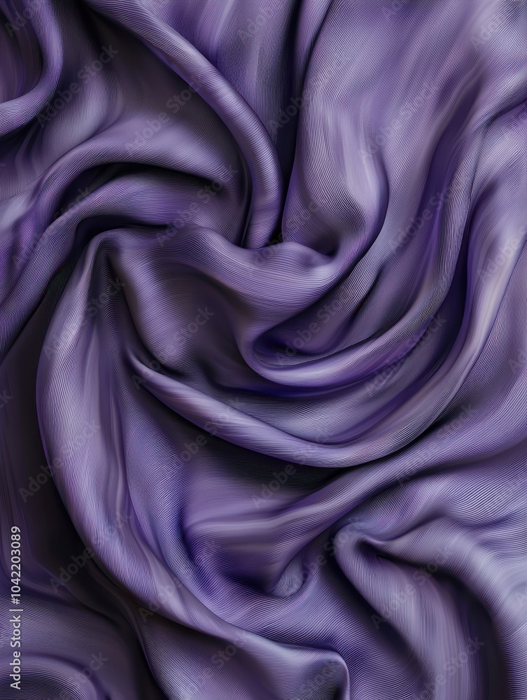 Fototapeta premium Close-up of luxurious purple silk fabric with elegant flowing texture and smooth appearance.