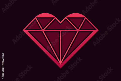 Sketch of a heart briliant cut diamond on white background. heart diamond cut shape and design diagrams vector illustration, isolated on white background. Diamond line drawing on white .editable file.
