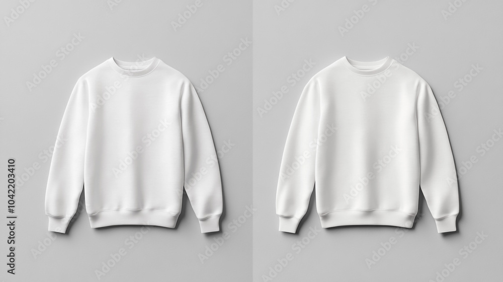 Blank White Crew Neck Sweatshirt Mockup Front and Back View Blank White Crew Neck Sweatshirt Mockup Front and Back View