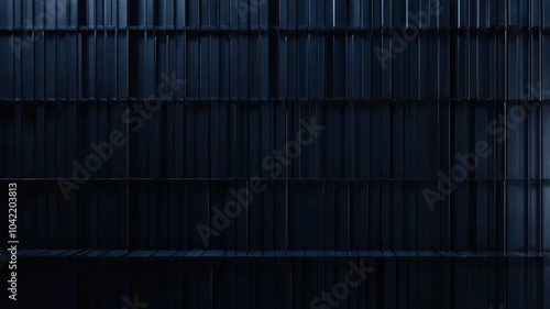 Wallpaper Mural dark cinematic background in a rich, dark blue hue envelops the scene, providing a sophisticated blur that enhances depth and intrigue, featuring vertical long geometry pieces that evoke a sense of el Torontodigital.ca