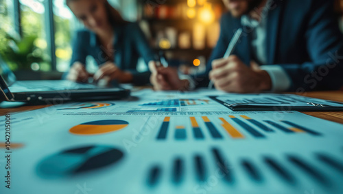 Business Professionals Analyzing Data Reports