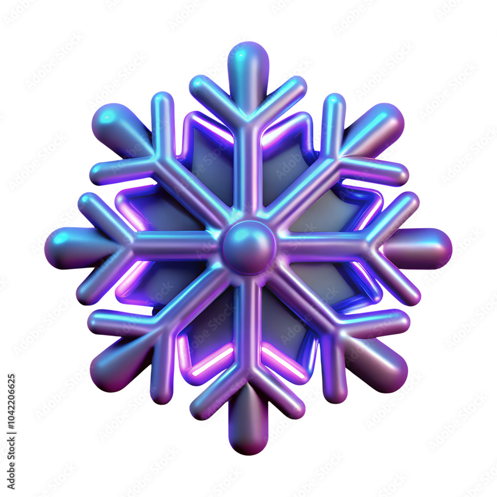Snowflake with neon glow 3d illustration isolated on the transparent background Snowflake with neon glow 3d illustration isolated on the transparent background
