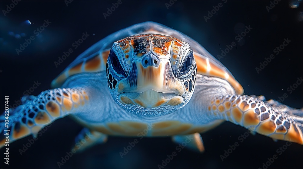 Fototapeta premium Sea Turtle Close Up: A Glimpse into the Ocean Depths