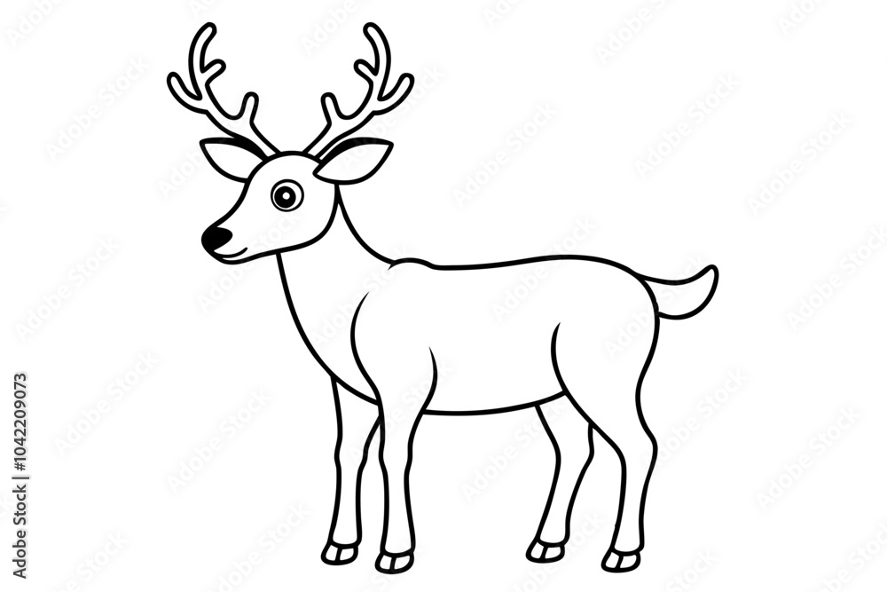 Fototapeta premium Deer line art vector, Christmas reindeer outline vector illustration