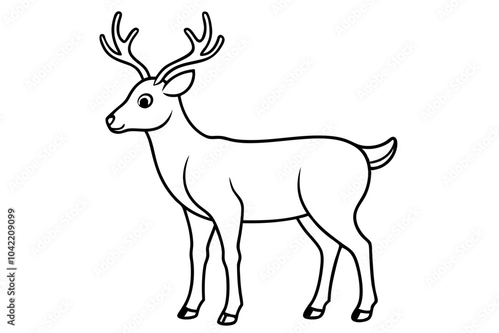 Deer line art vector, Christmas reindeer outline vector illustration Deer line art vector, Christmas reindeer outline vector illustration