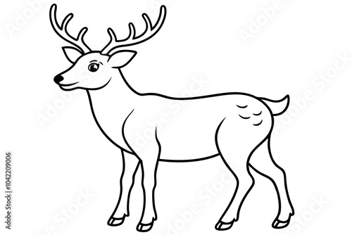 Deer line art vector, Christmas reindeer outline vector illustration