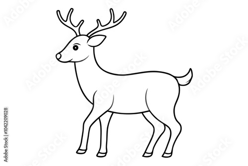 Deer line art vector, Christmas reindeer outline vector illustration