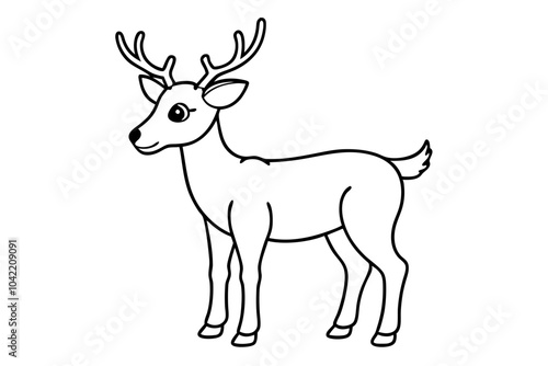 Deer line art vector, Christmas reindeer outline vector illustration