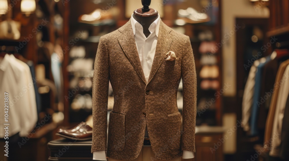 Brown Blazer on a Mannequin in a Clothing Store Brown Blazer on a Mannequin in a Clothing Store
