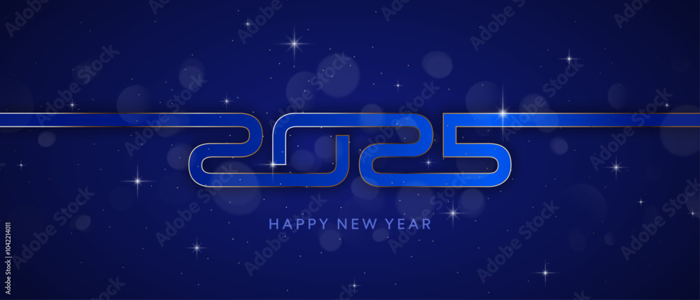 2025 New Year card, vector number on blue background 2025 New Year card, vector number on blue background