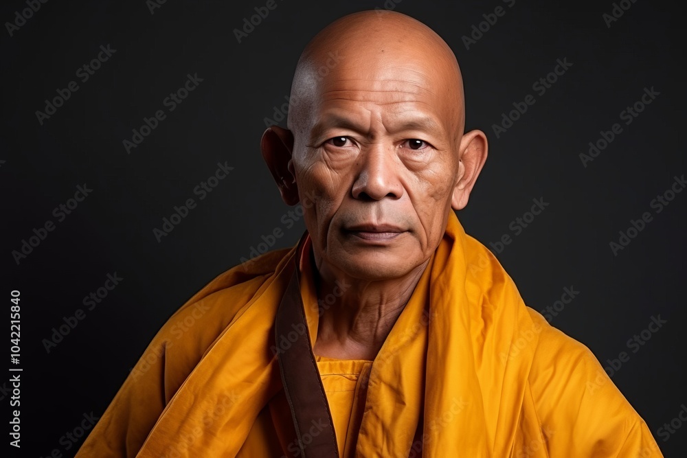 Portrait of a senior buddhist monk looking at the camera Portrait of a senior buddhist monk looking at the camera